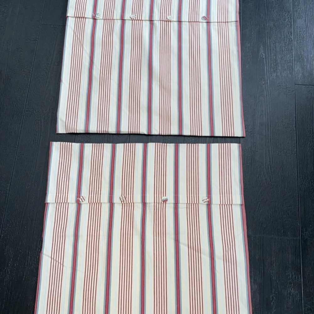 IKEA Alvine Raffla Pillow Cover SET (2) 25” x 25” Stripes 100% Cotton Buttons - Picture 14 of 16